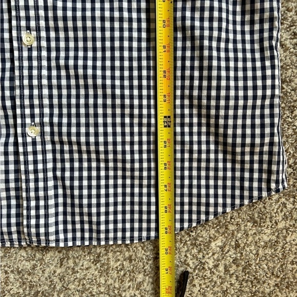 🦋 Banana Republic Tailored Slim Fit Blue Checkered Button Down Large - Picture 6 of 6